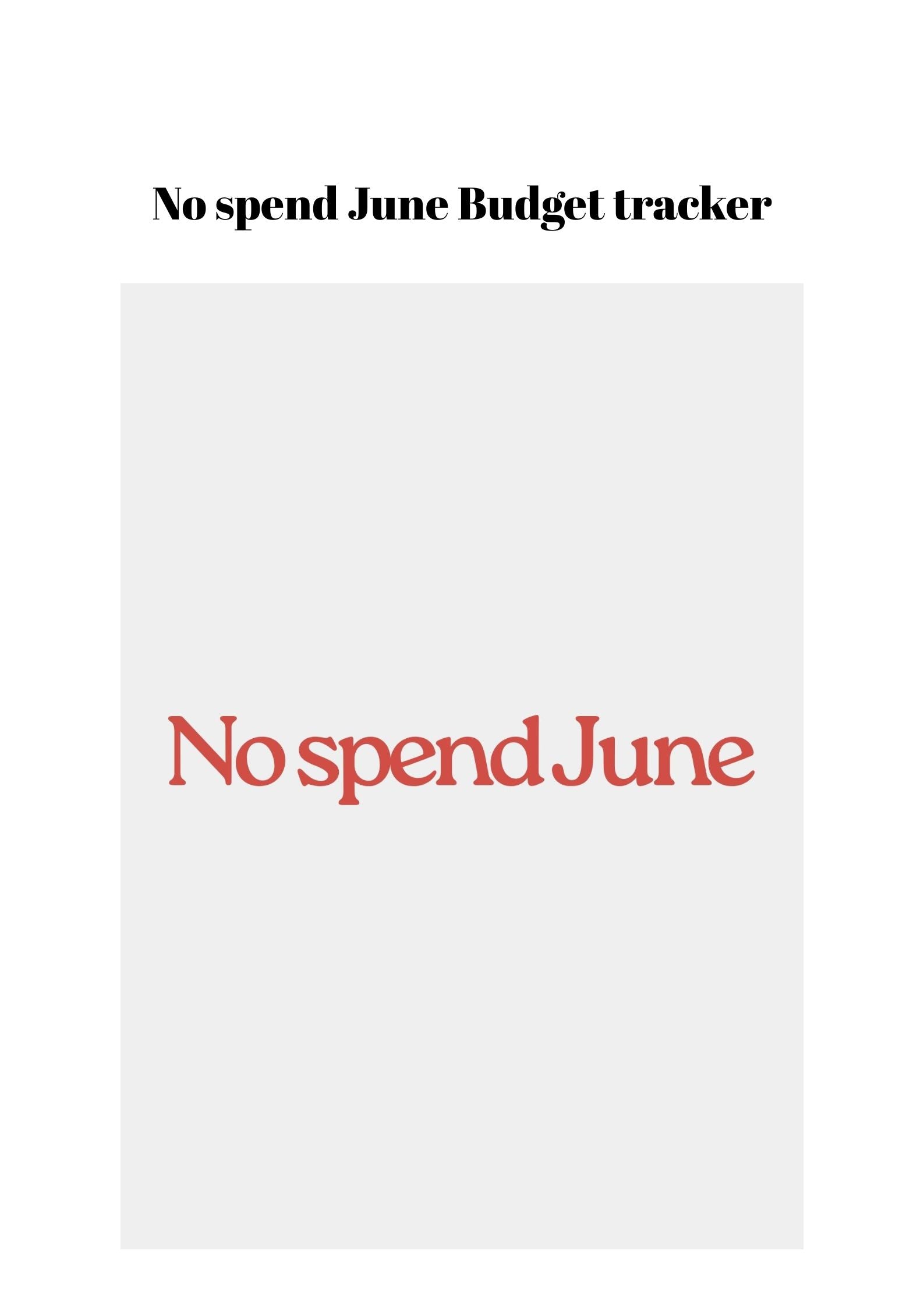 No Spend June Budget Tracker