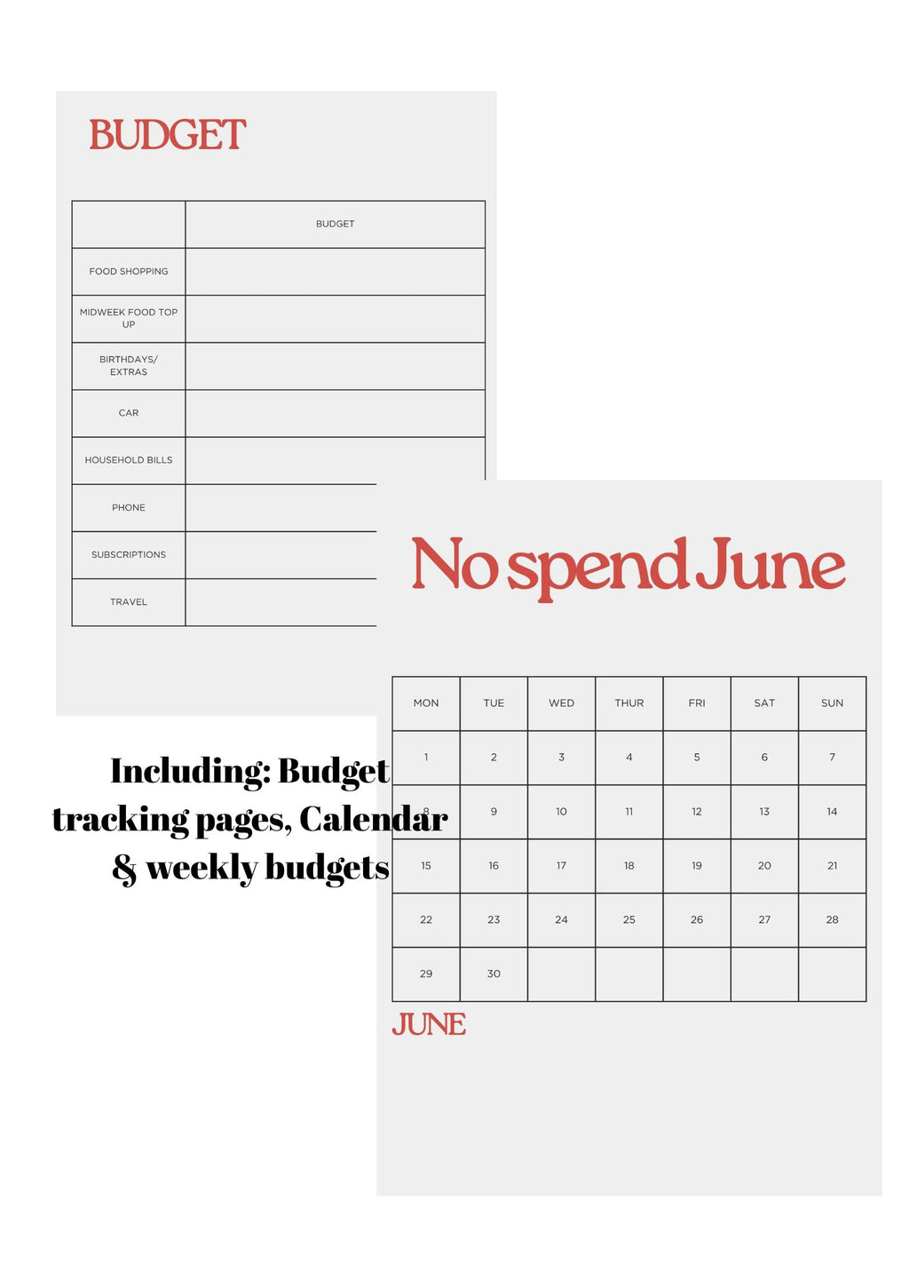 No Spend June Budget Tracker