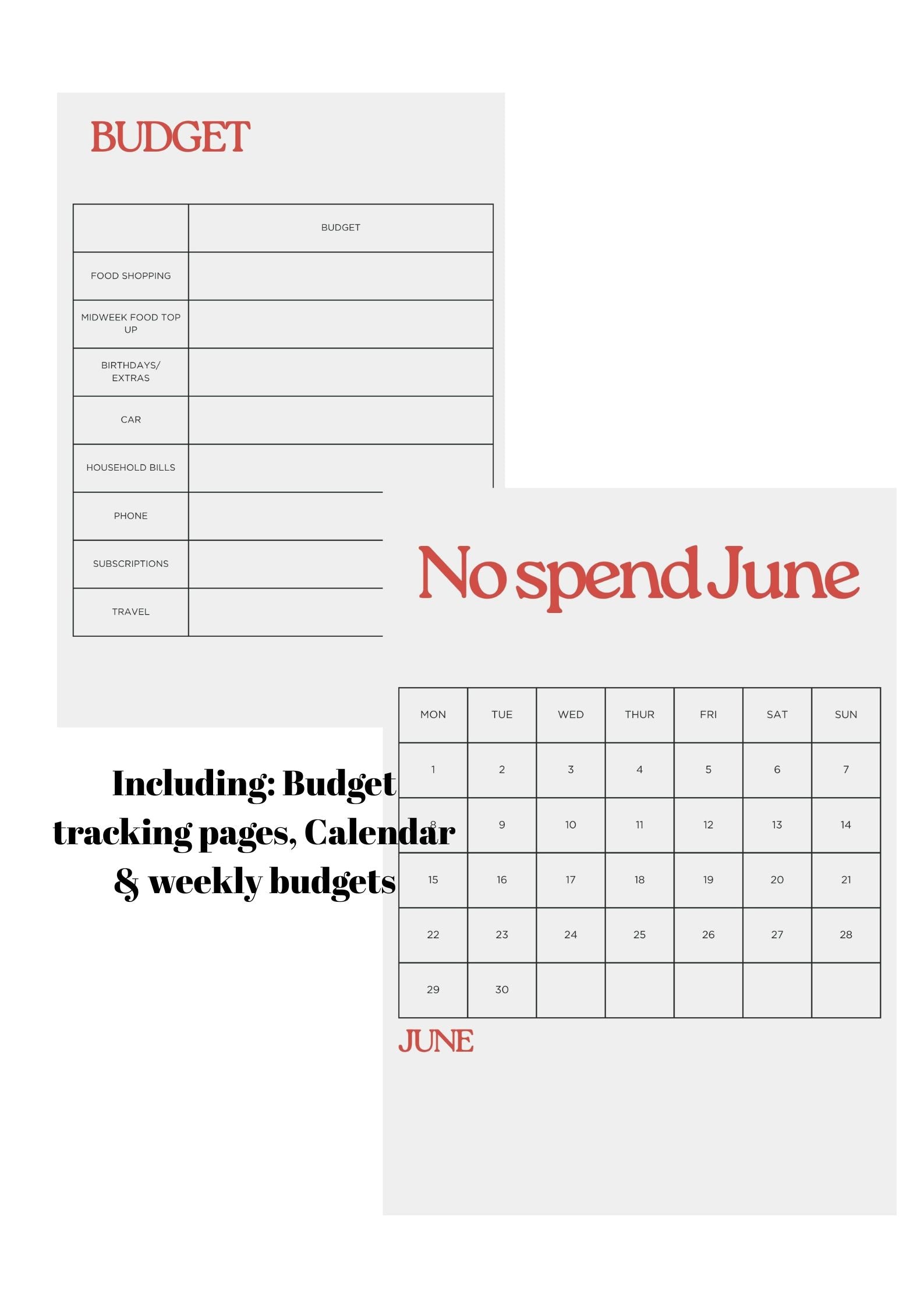 No Spend June Budget Tracker