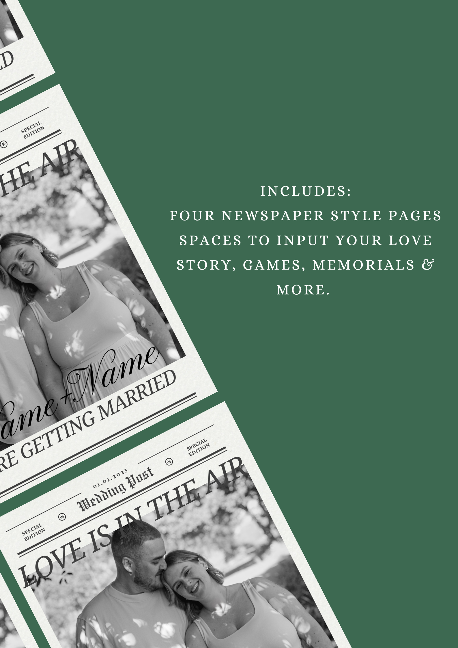 Wedding Newspaper Template- Easy to adapt digital download template