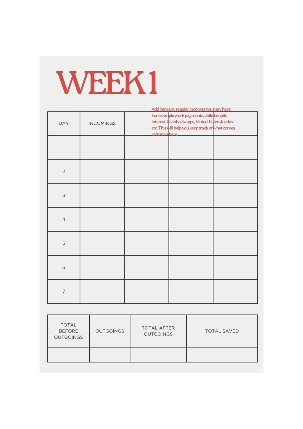 No Spend June Budget Tracker