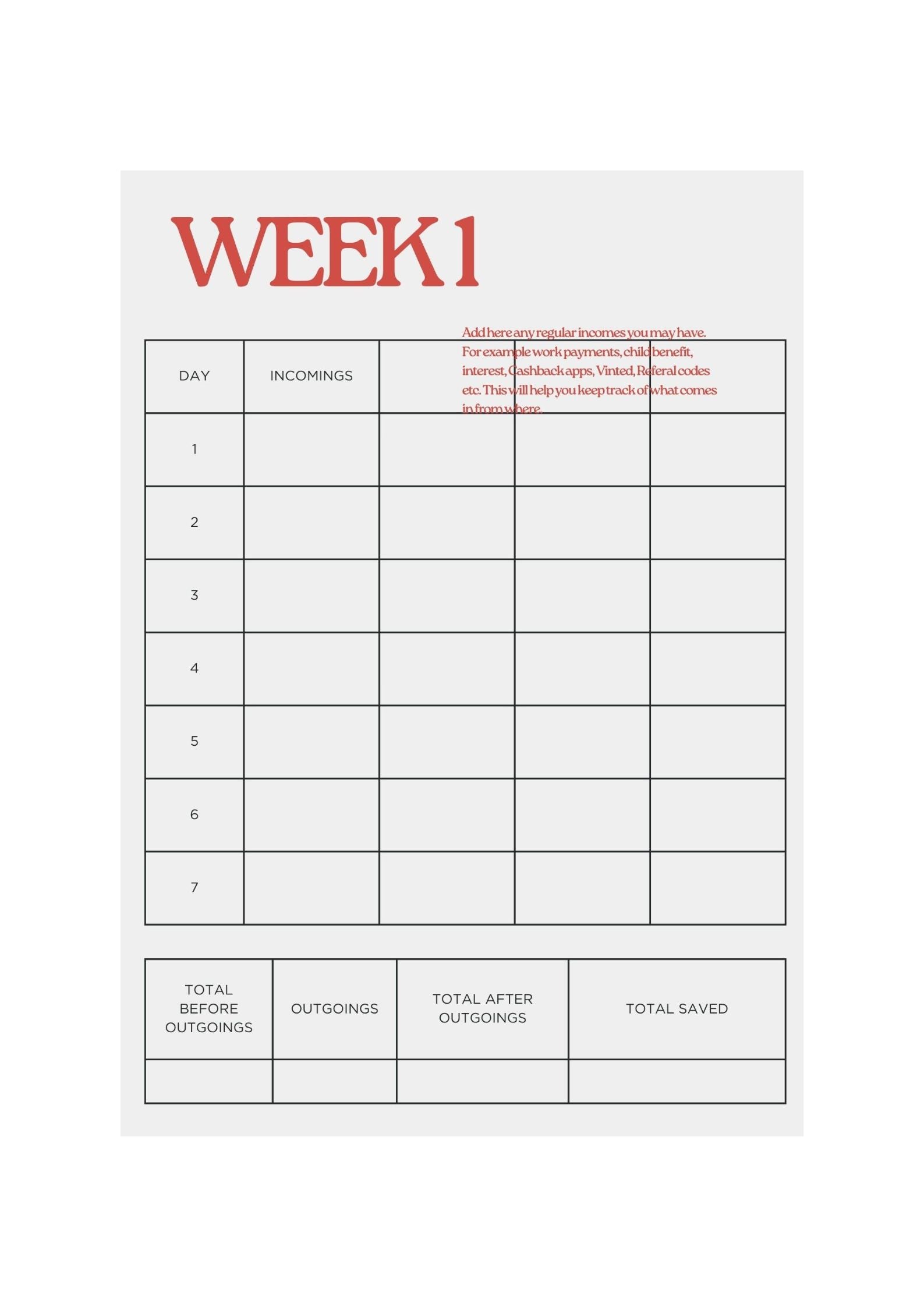 No Spend June Budget Tracker